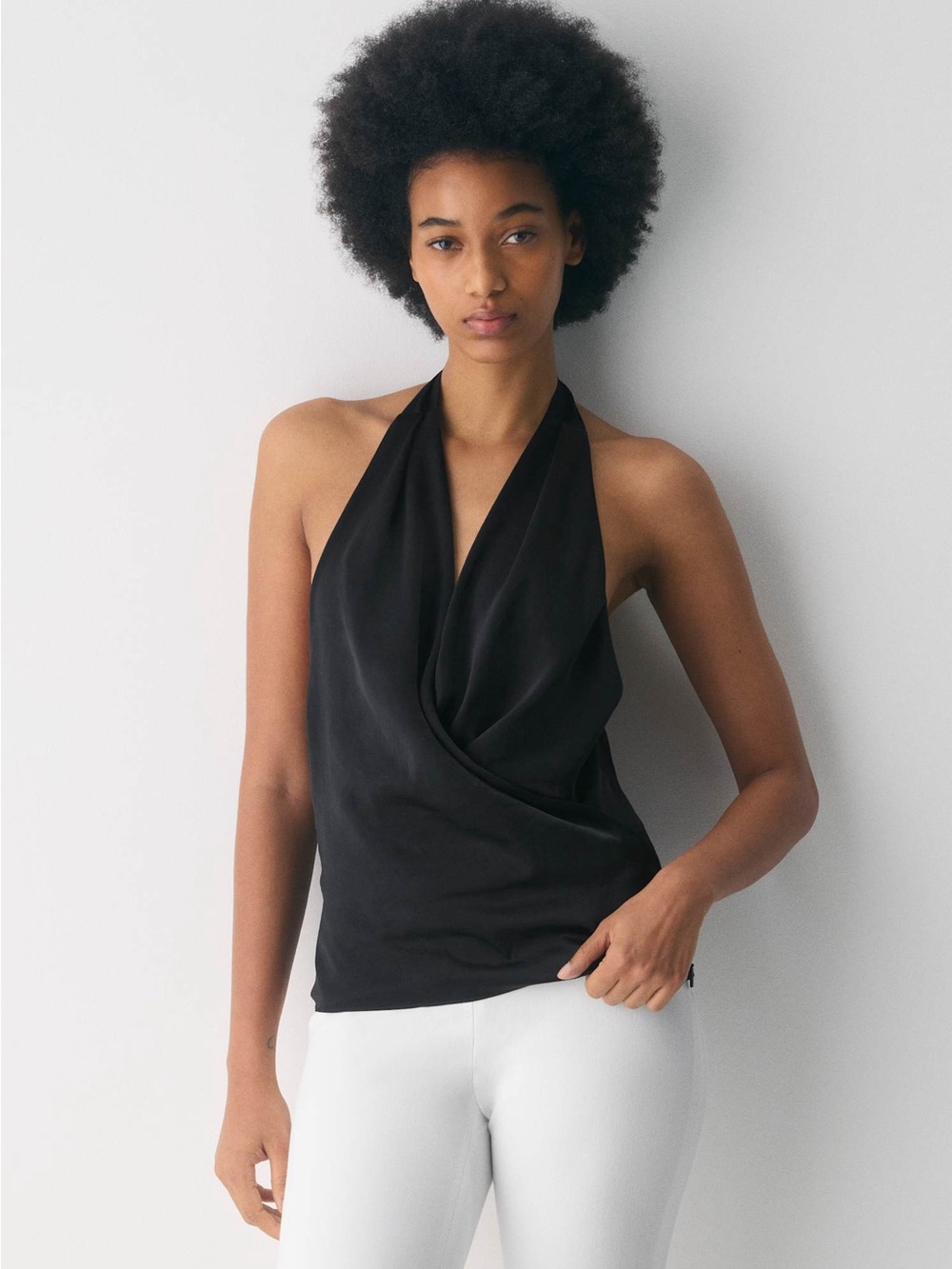 Aritzia Black Halter Drape Camisole